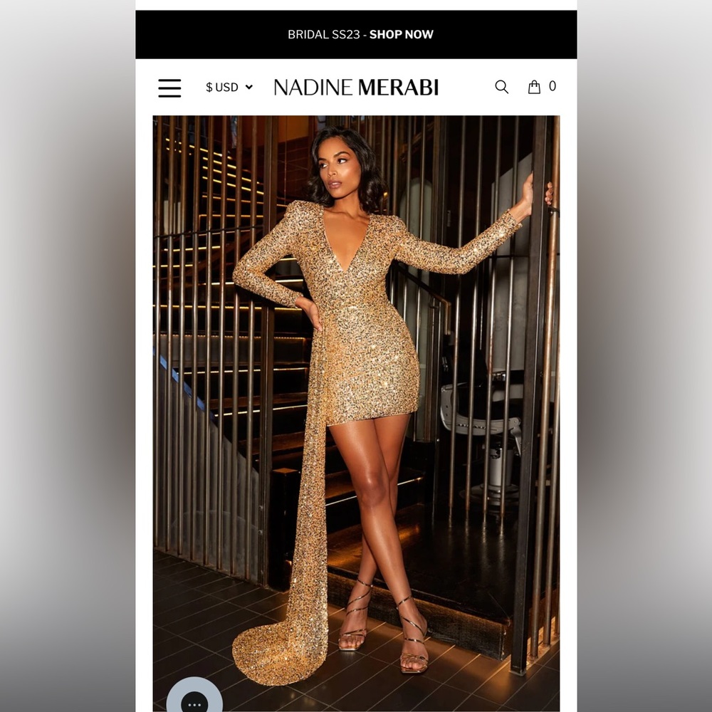 Nadine Merabi- Leah gold dress